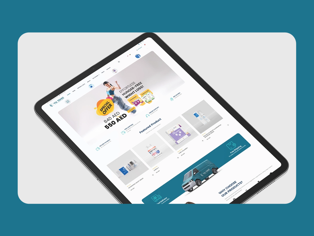 متجر ViaTonic الإلكتروني لبيع المكملات الصحية بواجهة أنيقة وتجربة استخدام سلسة