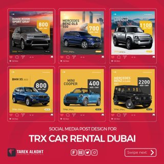 Social Media Post Design For TRX Car Rental  in #DubaAn advertising campaign on social media platforms for the benefit of TRX Car Rental. This company specializes in luxury car rentals in the United Arab Emirates, specifically in the Emirate of Dubai. They also offer various other tourism services.More: @trxcarrental.ae#socialmedia #postres #ads  #design #marketing